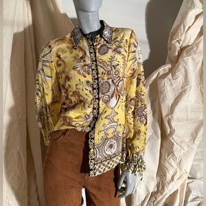 Alice + Olivia Yellow Floral Blouse